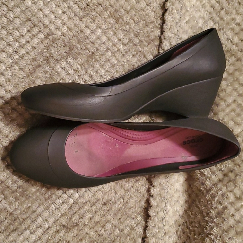 Dual Crocs comfort wedge heels size 10